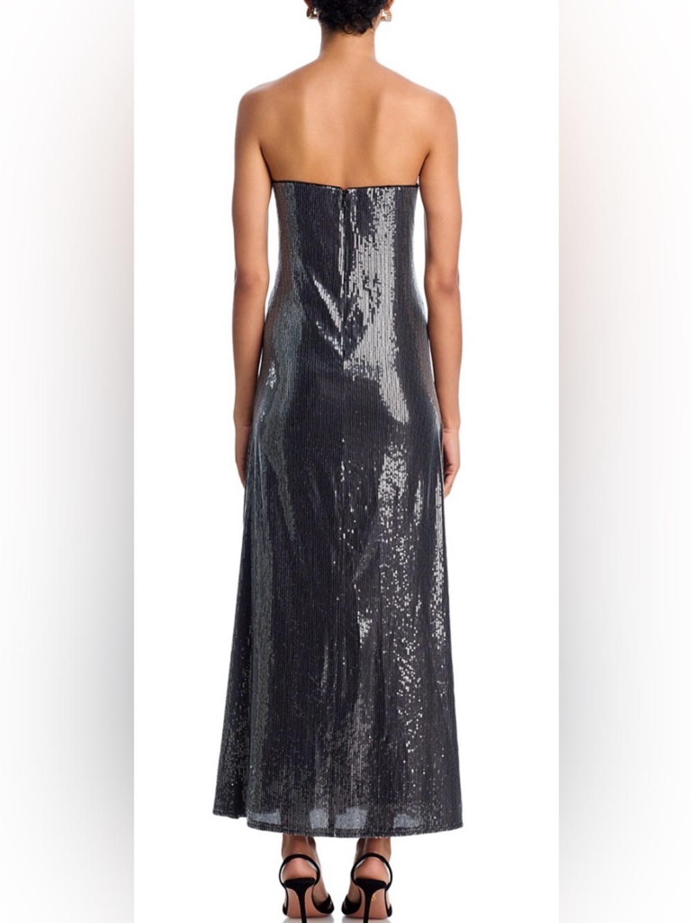 AQUA Sequin Strapless Oversized Floral Midi Dress - Picture 4 of 8
